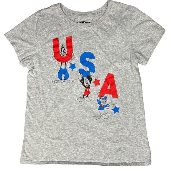 Disney Mickey & Friends USA Gray T-Shirt Woman’s Small - Picture 2 of 6